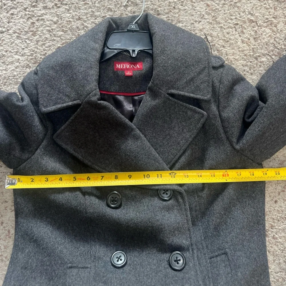 Merona Womens sz M‎ gray Wool Blend Peacoat Winter Coat fall warm cozy old money